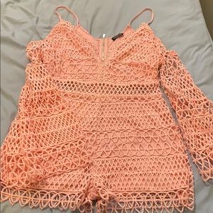 Never Worn! Woven/Knitted cut out style Romper!!